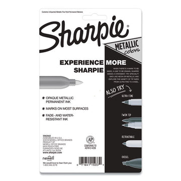 Sharpie® Metallic Fine Point Permanent Markers, Fine Bullet Tip, Blue-green-red, 6-pack freeshipping - TVN Wholesale